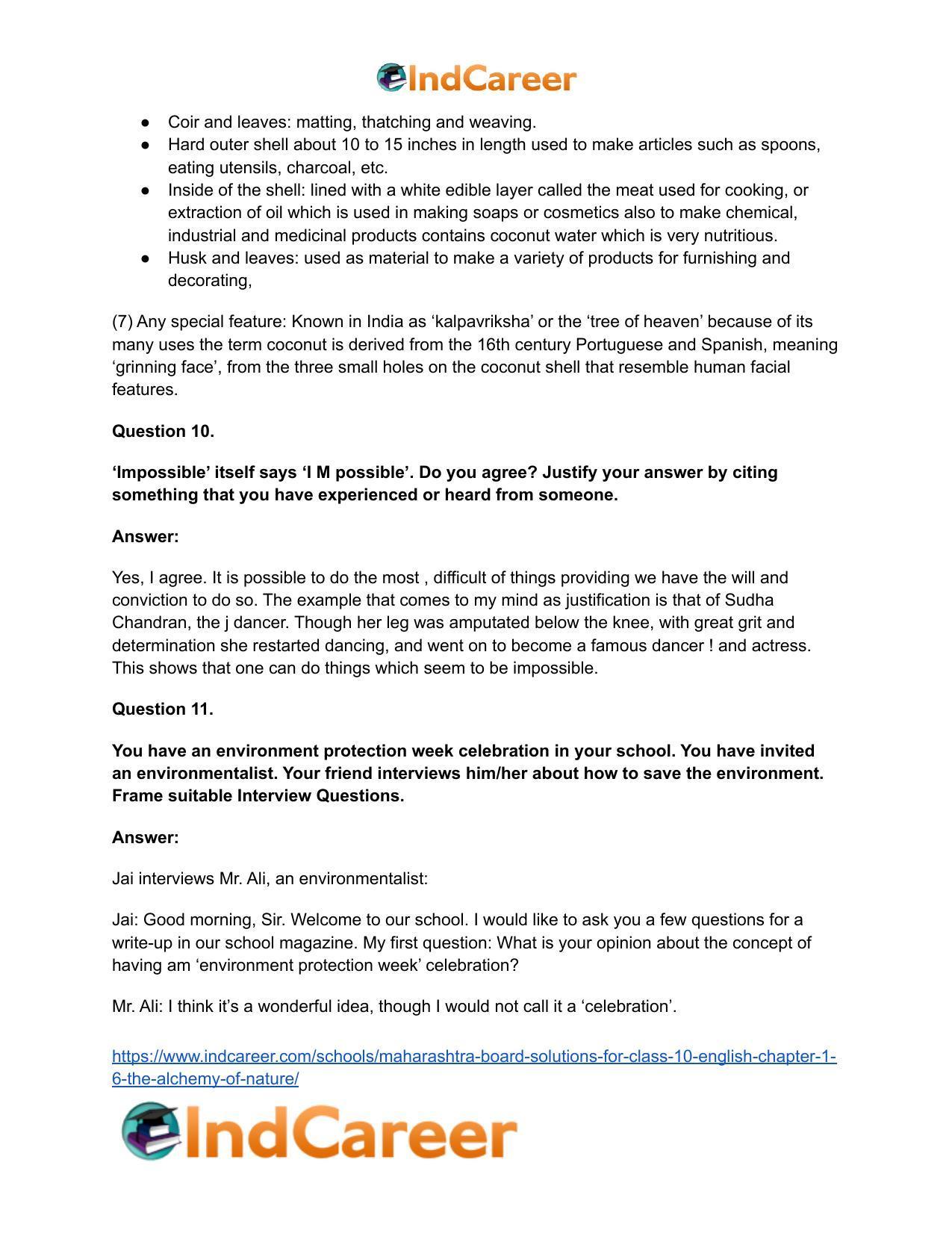 Maharashtra Board Solutions for Class 10- English: Chapter 1.6- The Alchemy of Nature - Page 16