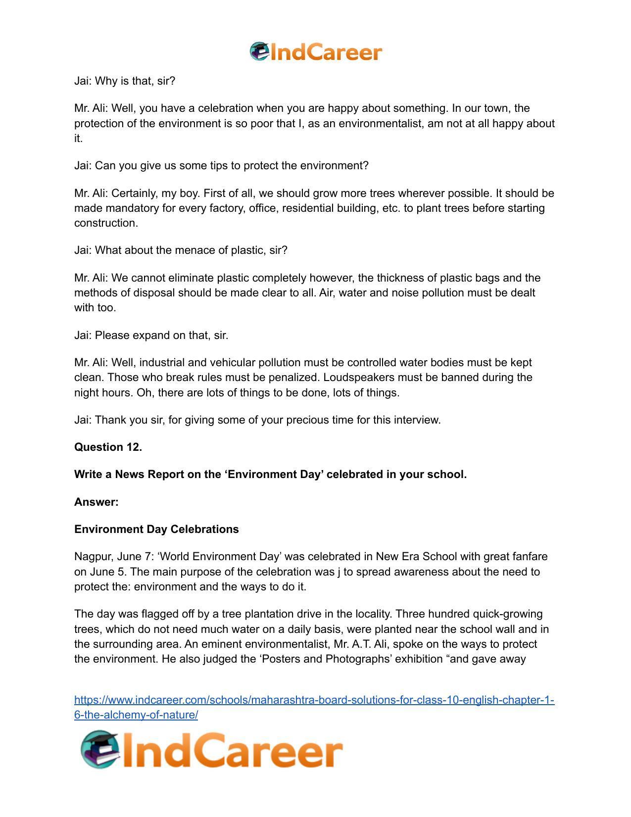 Maharashtra Board Solutions for Class 10- English: Chapter 1.6- The Alchemy of Nature - Page 17