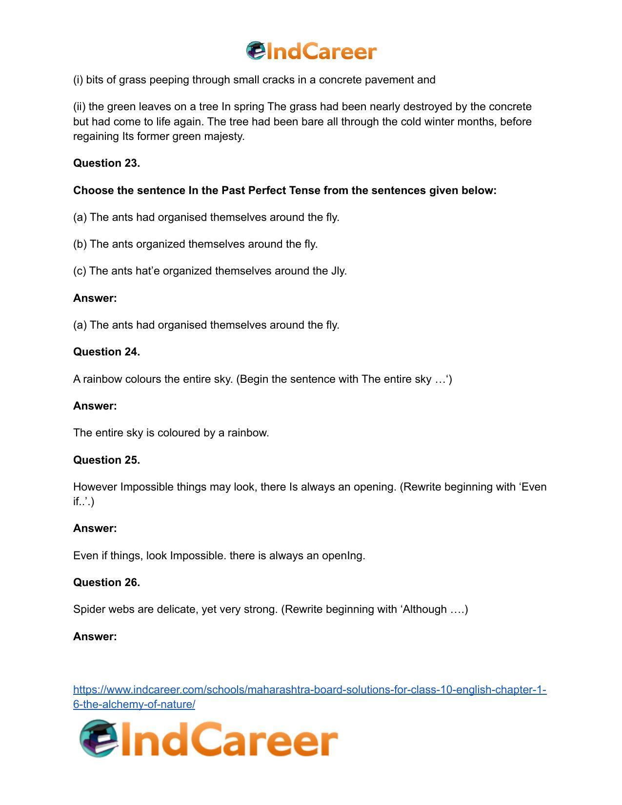 Maharashtra Board Solutions for Class 10- English: Chapter 1.6- The Alchemy of Nature - Page 21