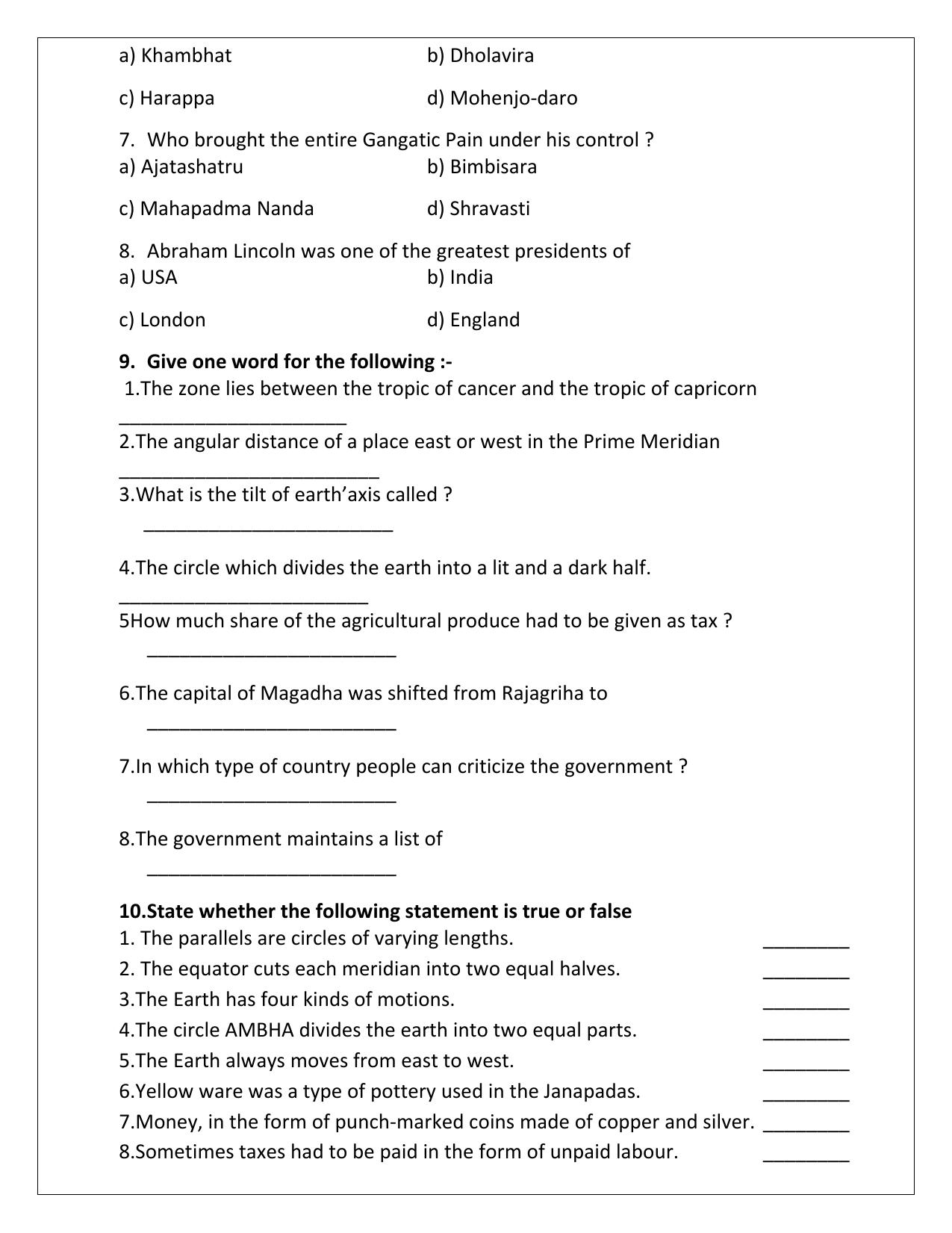 CBSE Worksheets for Class 6 Social Science Assignment 8 - Page 2