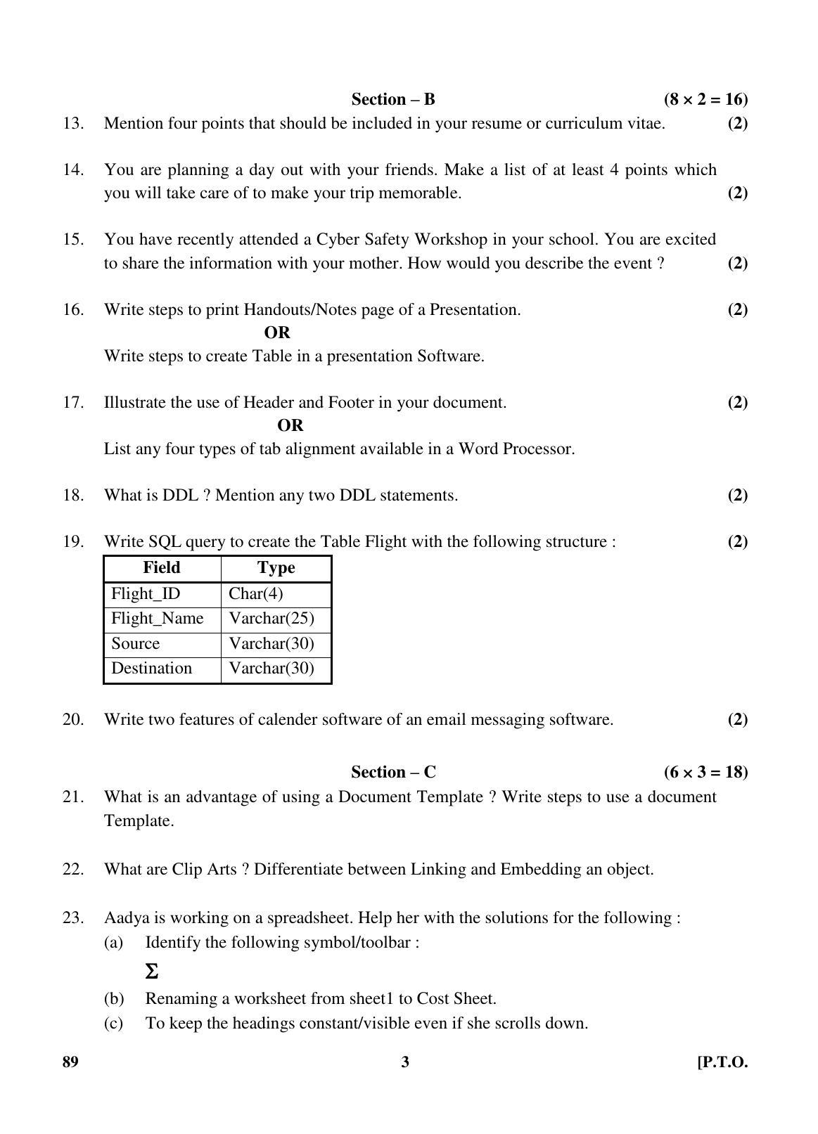 CBSE Class 10 89 (Information Tech.) 2018 Question Paper - Page 3