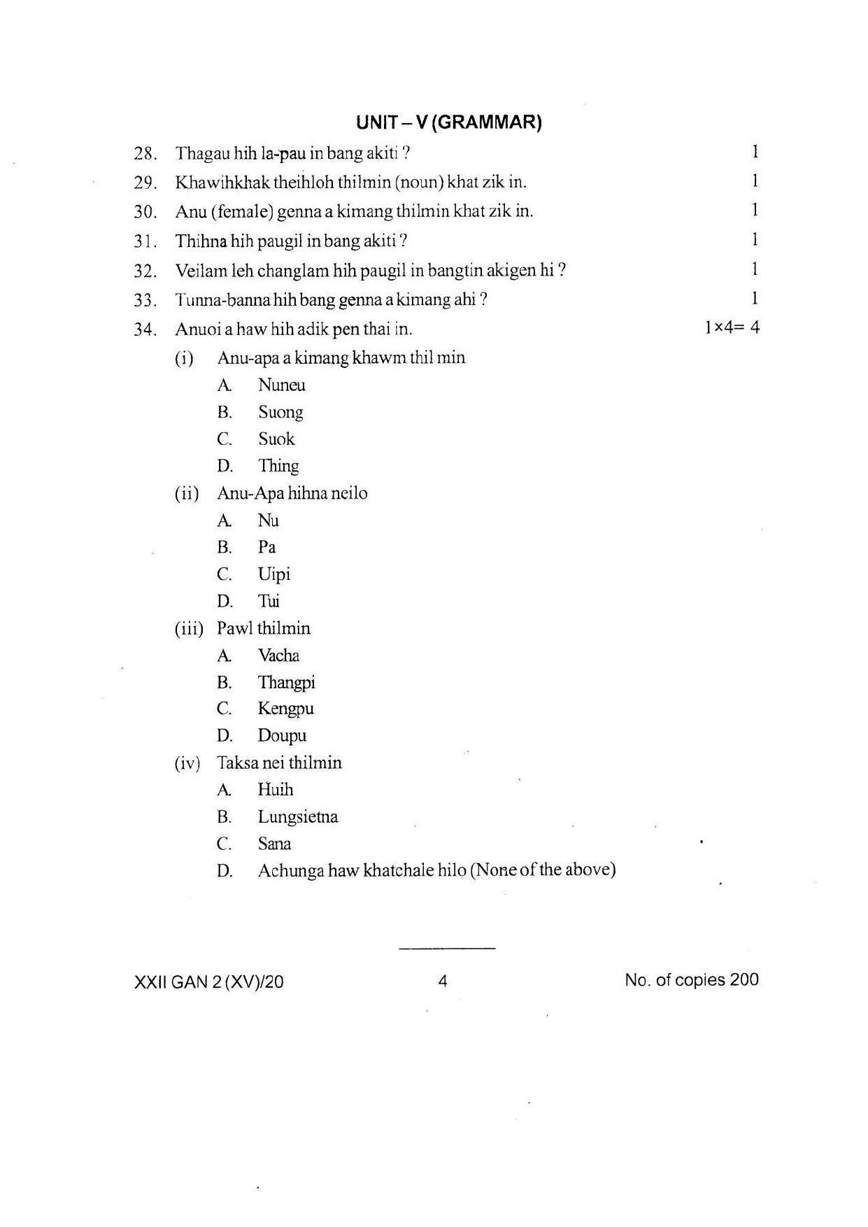 COHSEM Class 12 Gangte Question Papers 2020 - Page 4