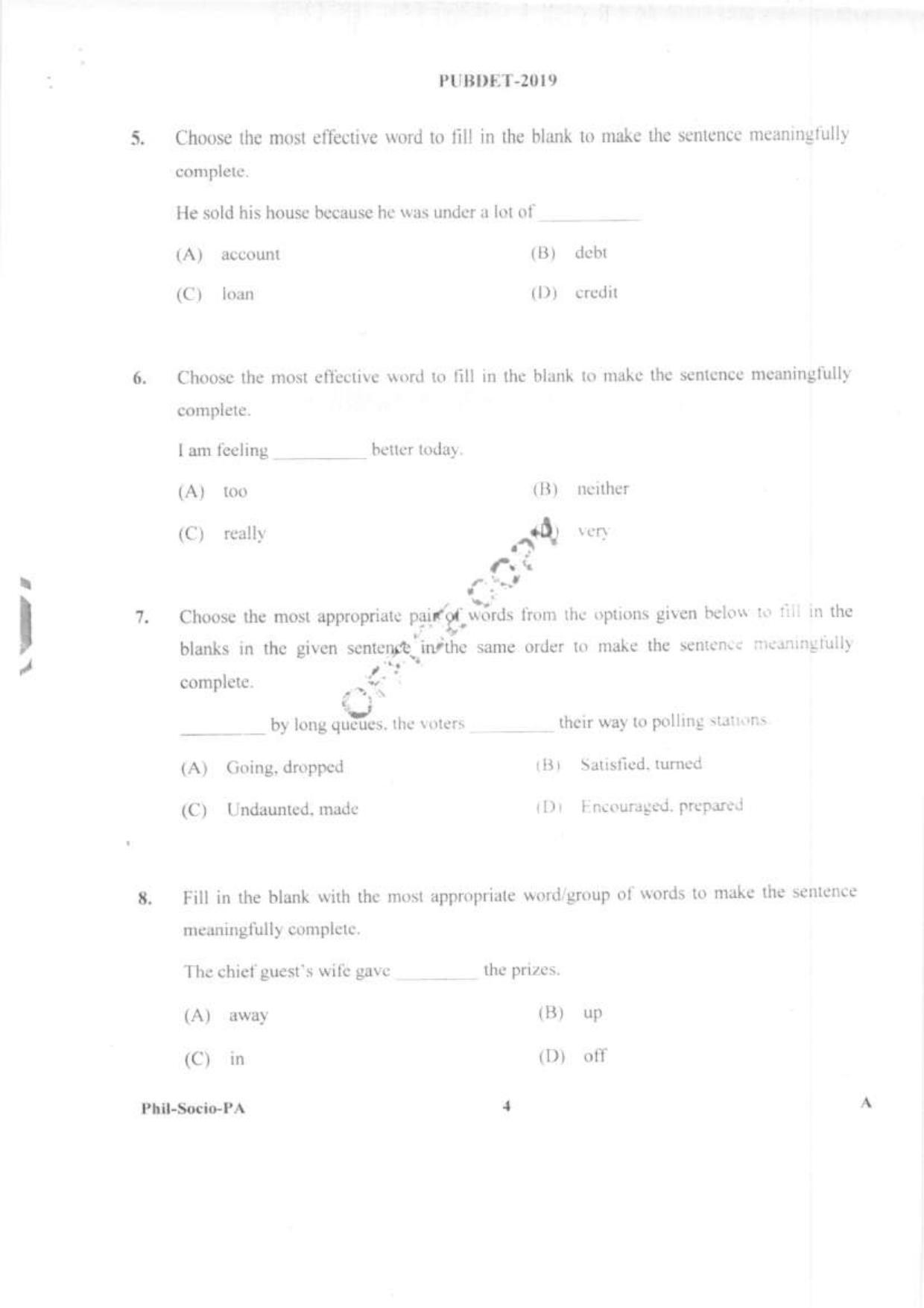 PUBDET 2019 Phil, Socio, Perf Arts Question Papers - Page 3