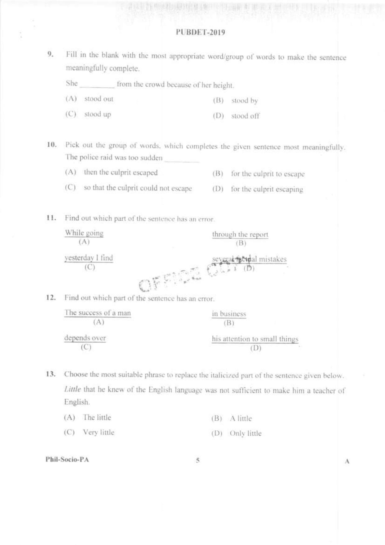 PUBDET 2019 Phil, Socio, Perf Arts Question Papers - Page 4