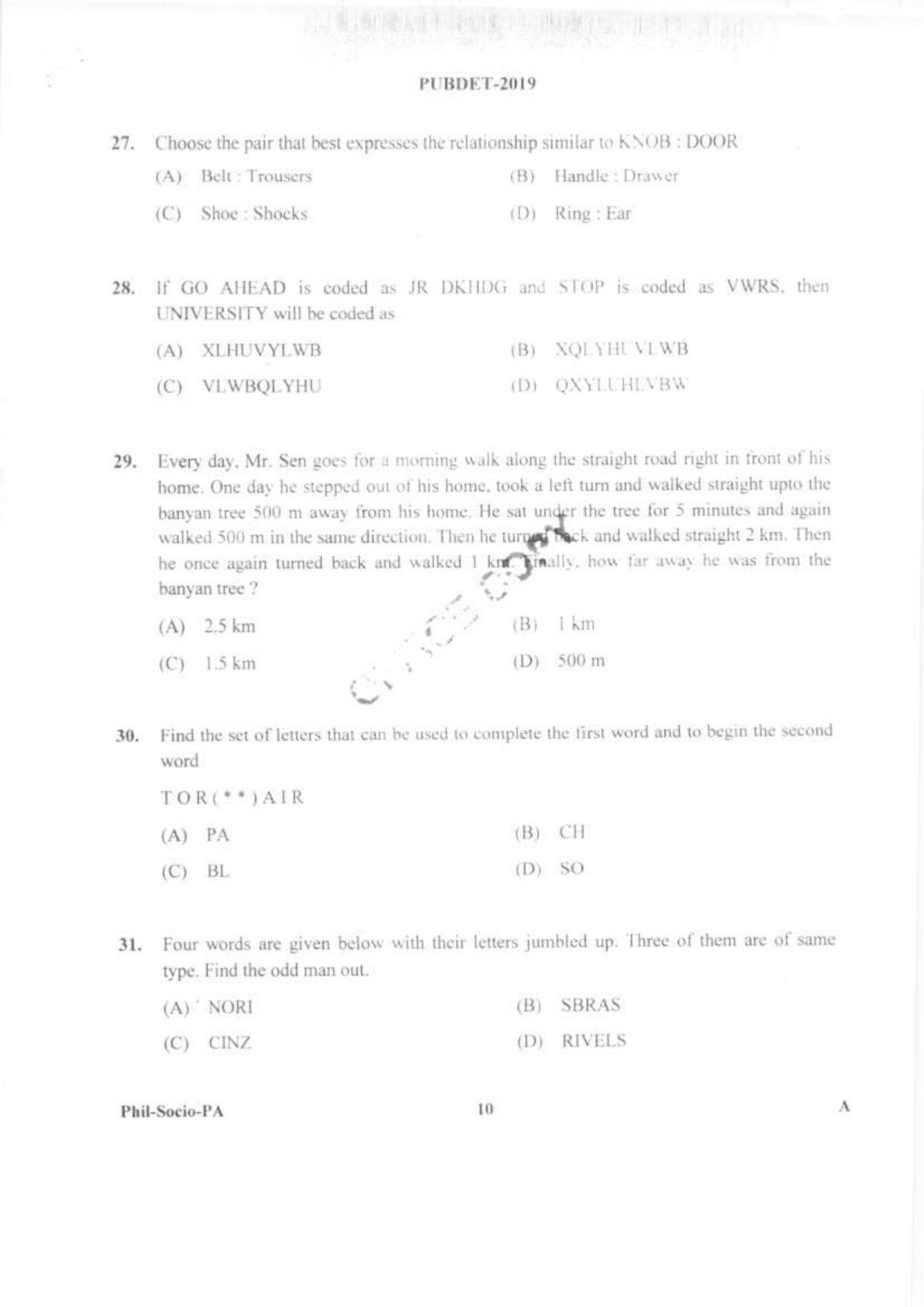 PUBDET 2019 Phil, Socio, Perf Arts Question Papers - Page 9