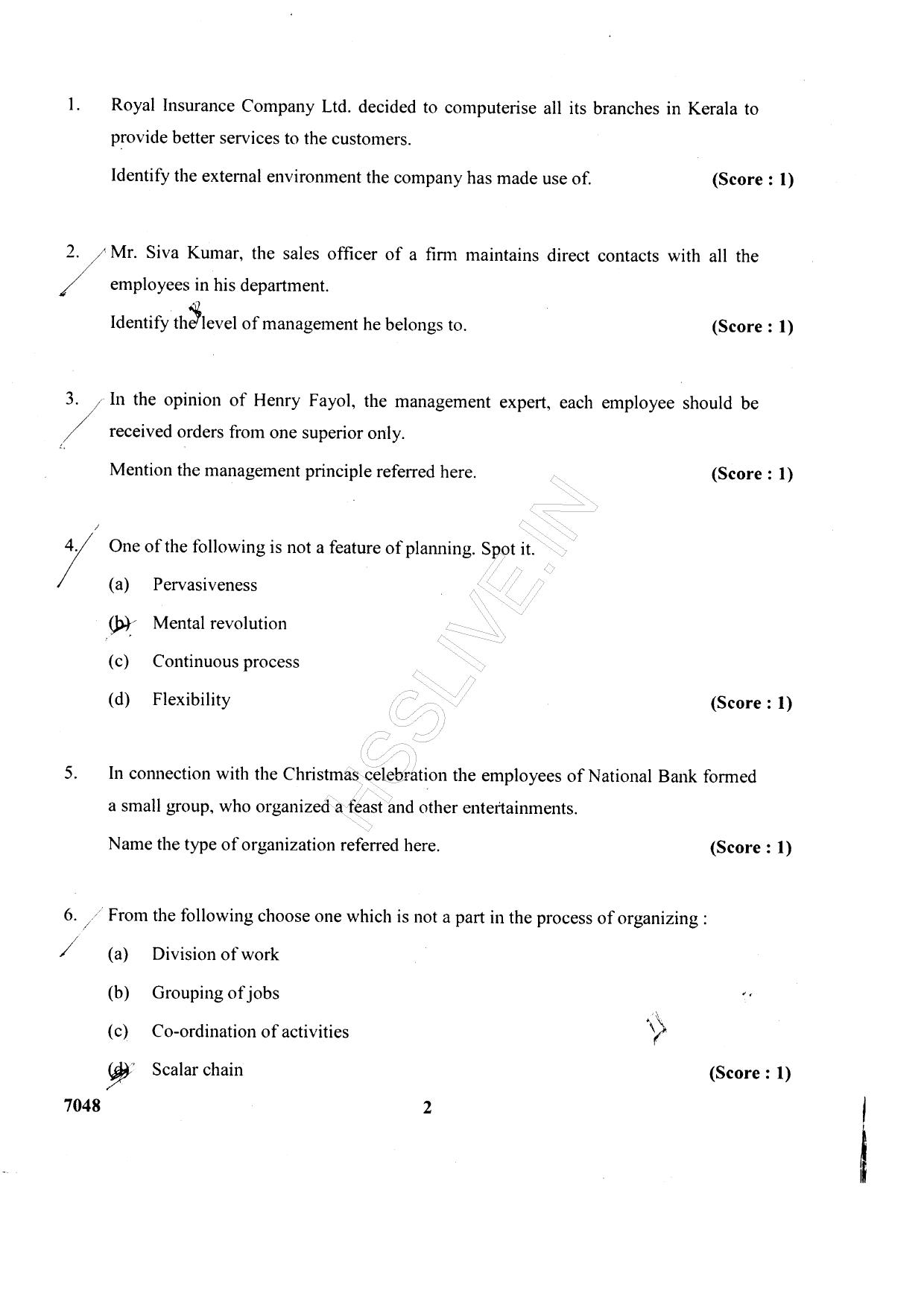 Kerala Plus Two 2015 Business Studies Question Paper - Page 2