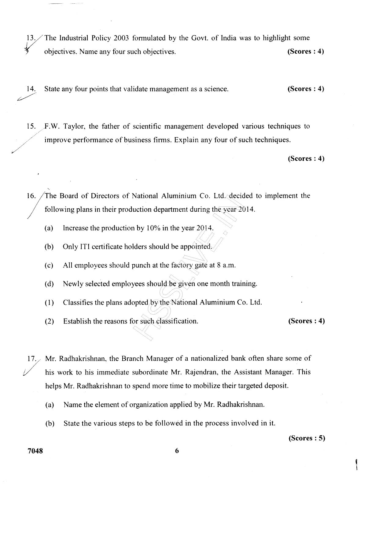 Kerala Plus Two 2015 Business Studies Question Paper - Page 6