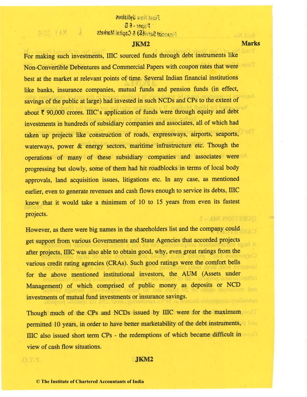 CA Final May 2019 Question Paper - Paper 6B – Financial Services and Capital Markets - Page 2