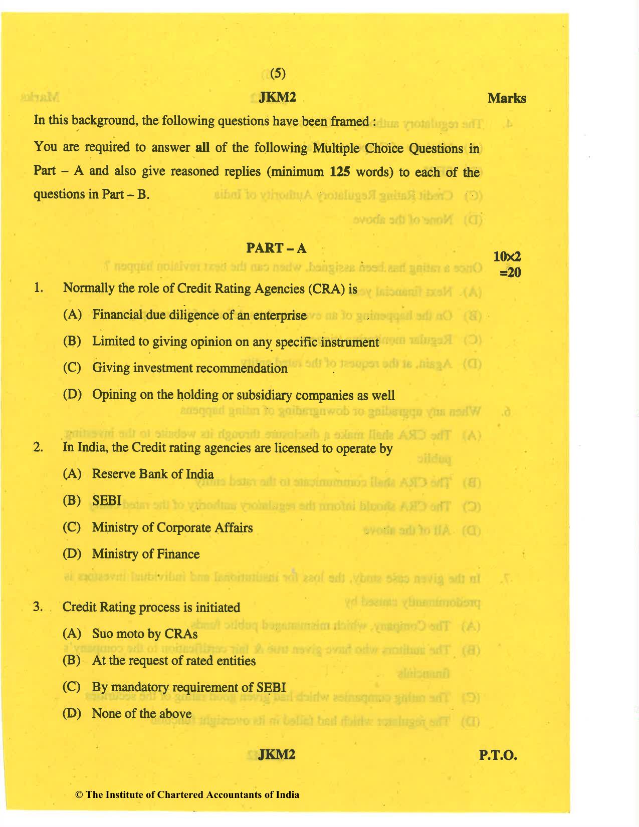CA Final May 2019 Question Paper - Paper 6B – Financial Services and Capital Markets - Page 5