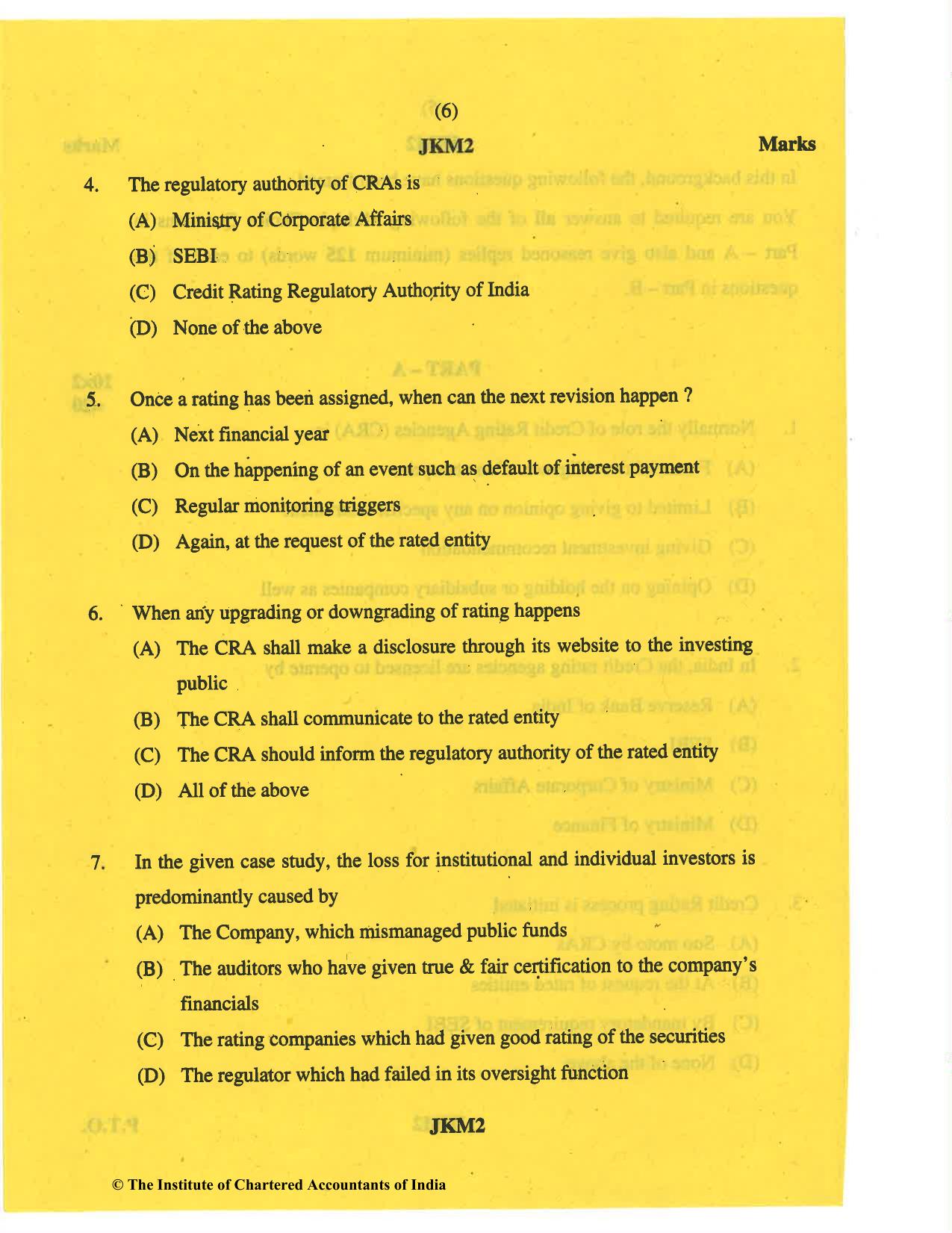 CA Final May 2019 Question Paper - Paper 6B – Financial Services and Capital Markets - Page 6