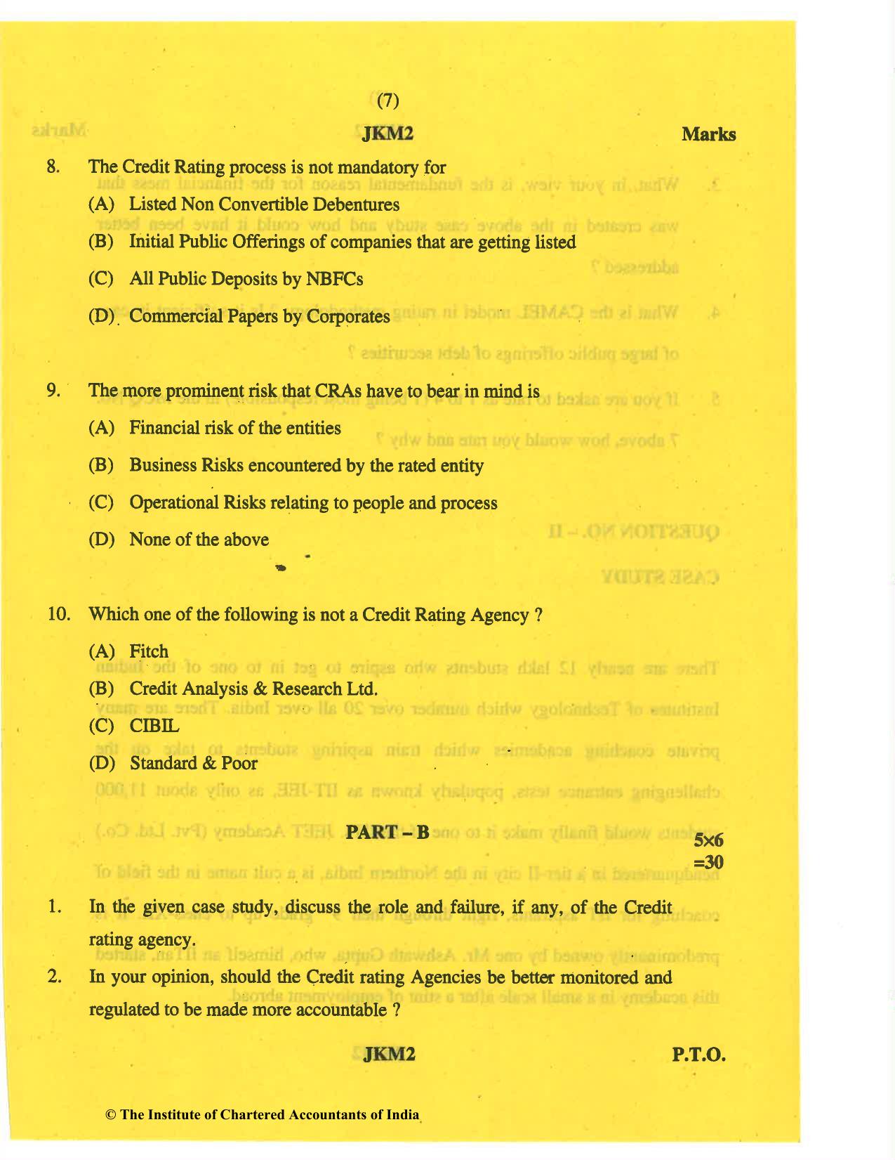 CA Final May 2019 Question Paper - Paper 6B – Financial Services and Capital Markets - Page 7