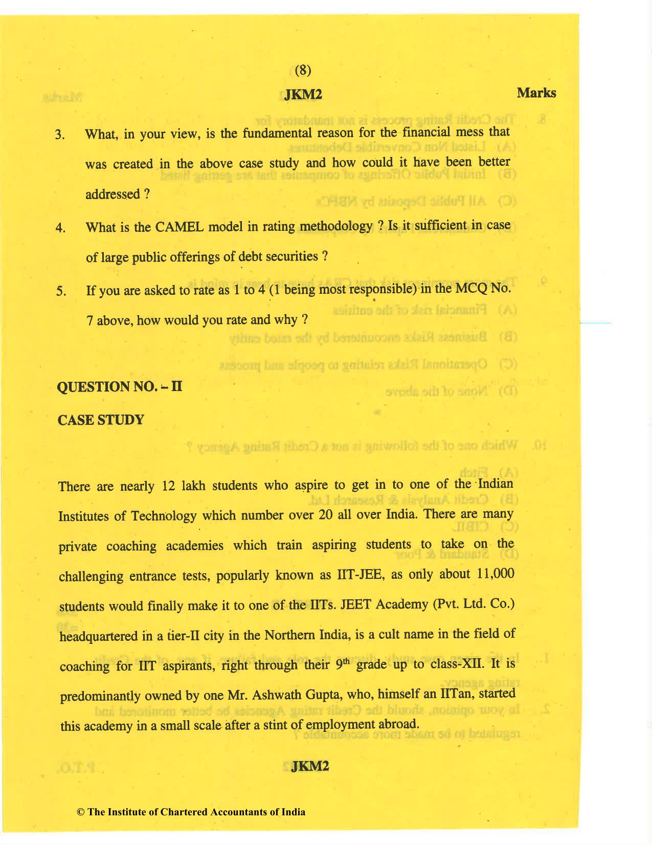 CA Final May 2019 Question Paper - Paper 6B – Financial Services and Capital Markets - Page 8