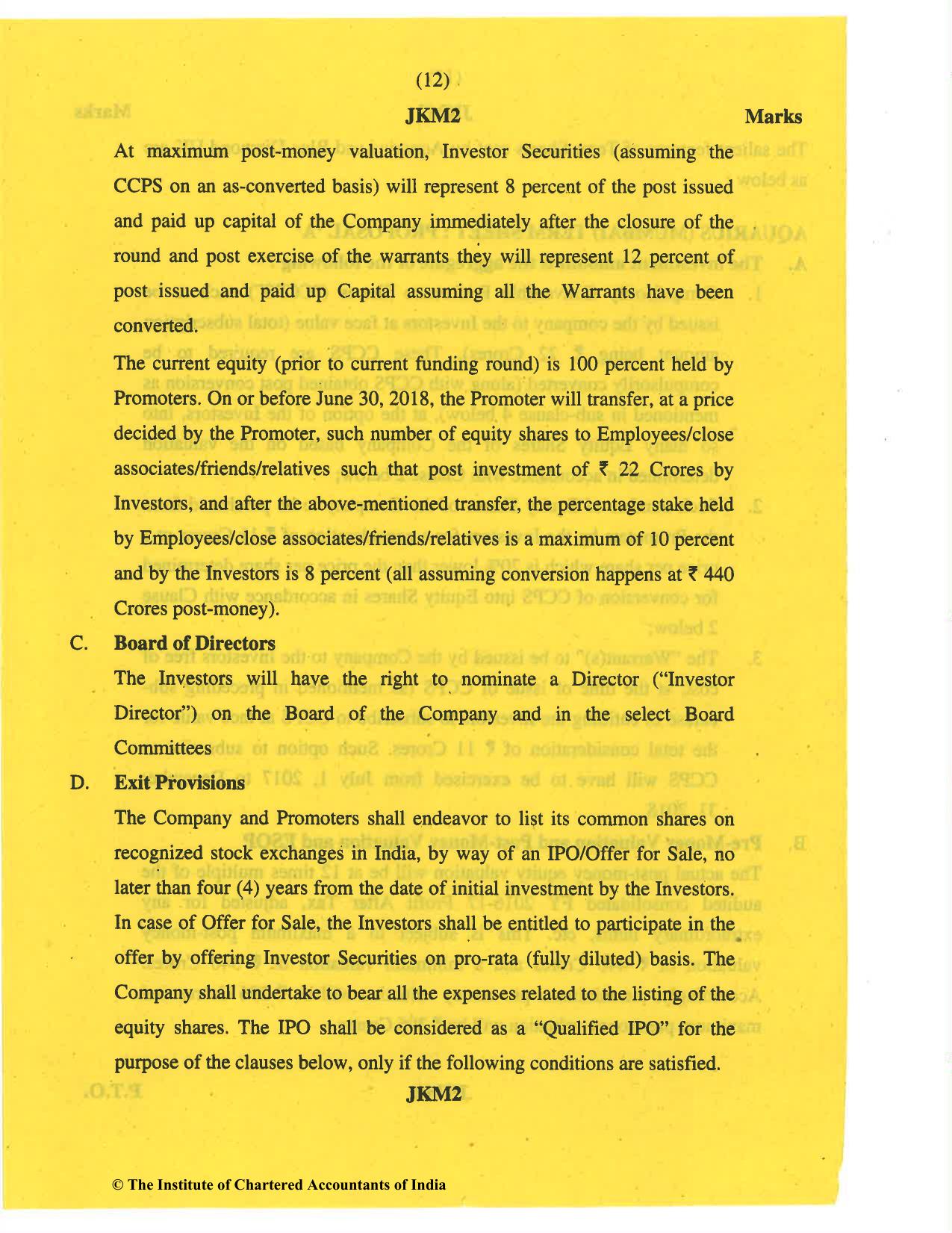 CA Final May 2019 Question Paper - Paper 6B – Financial Services and Capital Markets - Page 12