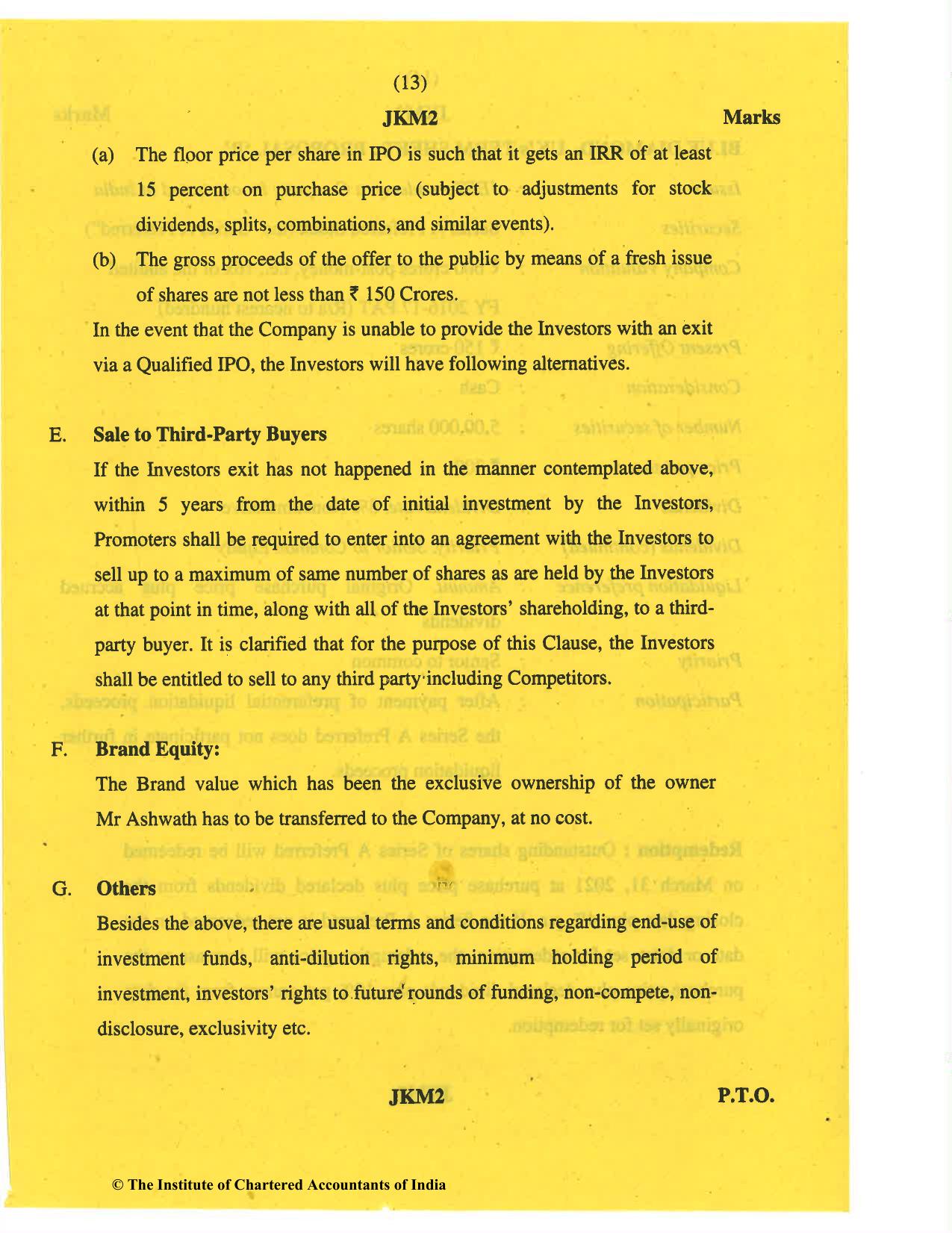 CA Final May 2019 Question Paper - Paper 6B – Financial Services and Capital Markets - Page 13