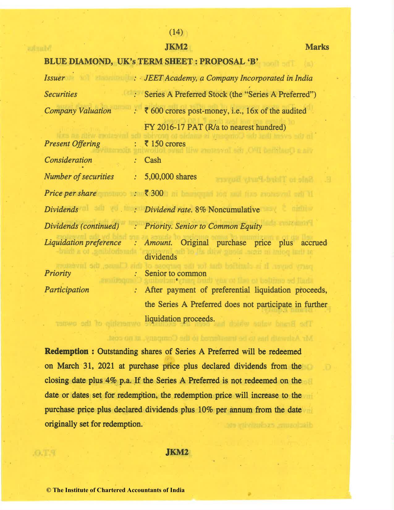 CA Final May 2019 Question Paper - Paper 6B – Financial Services and Capital Markets - Page 14