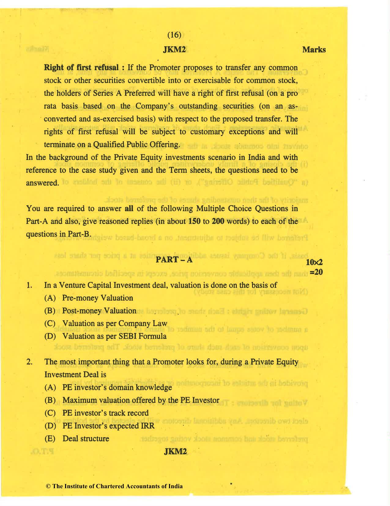 CA Final May 2019 Question Paper - Paper 6B – Financial Services and Capital Markets - Page 16
