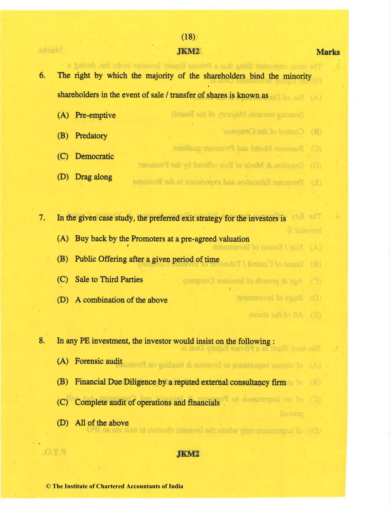 CA Final May 2019 Question Paper - Paper 6B – Financial Services and Capital Markets - Page 18
