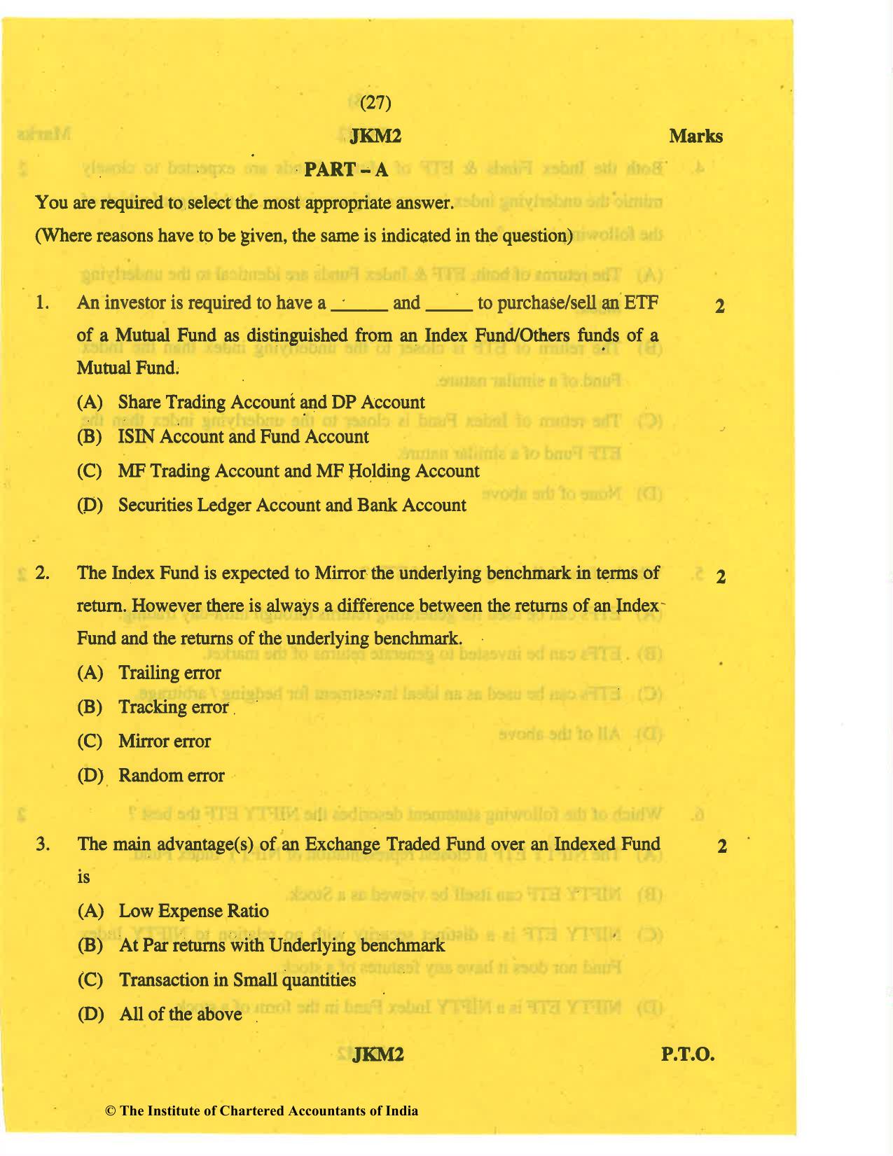 CA Final May 2019 Question Paper - Paper 6B – Financial Services and Capital Markets - Page 27