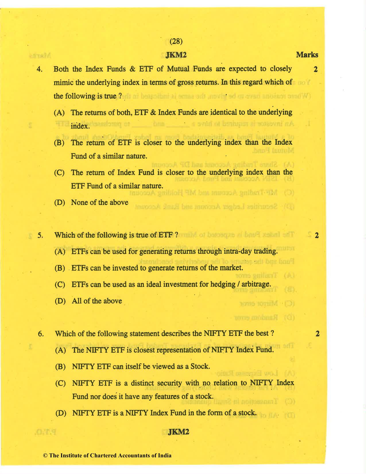 CA Final May 2019 Question Paper - Paper 6B – Financial Services and Capital Markets - Page 28