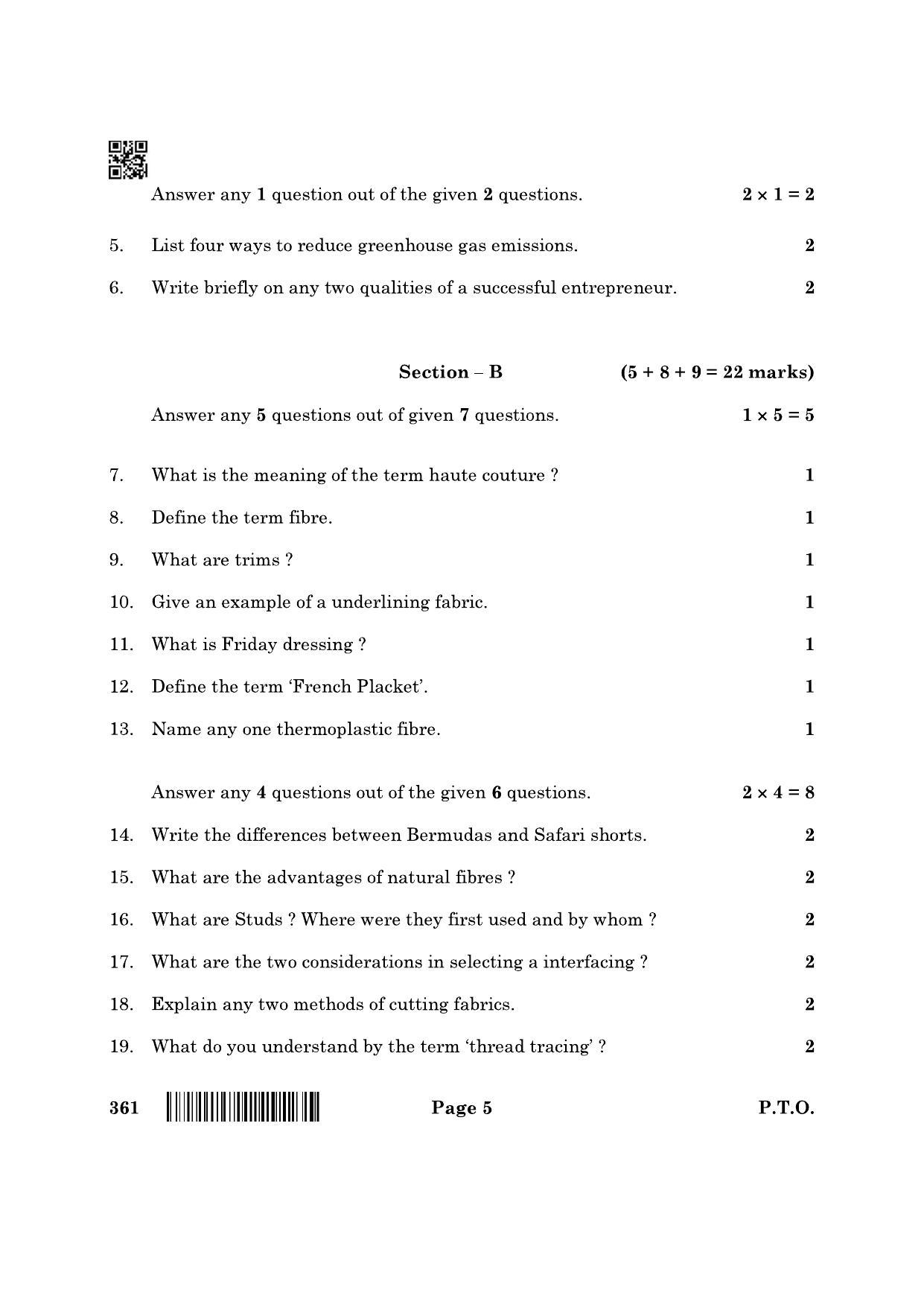 CBSE Class 12 361 Fashion Studies 2022 Question Paper - Page 5