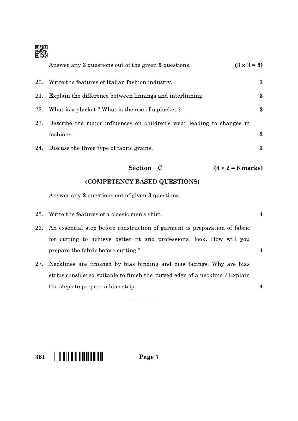 CBSE Class 12 361 Fashion Studies 2022 Question Paper - Page 7