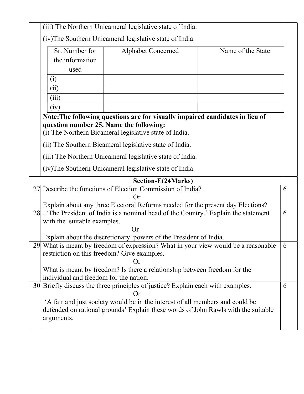 Edudel Class 11 Political Science (English) Practice Papers-1 (2023-24) - Page 6