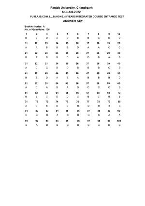 PU B.A./B.Com. LLB. (Hons.) 2022 Answer Key