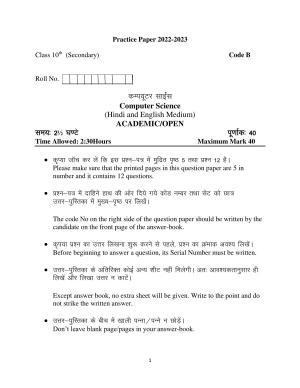 Haryana Board Class 10 Computer Science Code B Sample Papers
