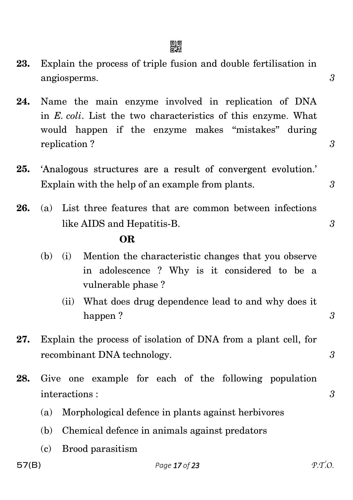 CBSE Class 12 57-B-5 Biology for VI Candidates 2023 Question Paper - Page 17