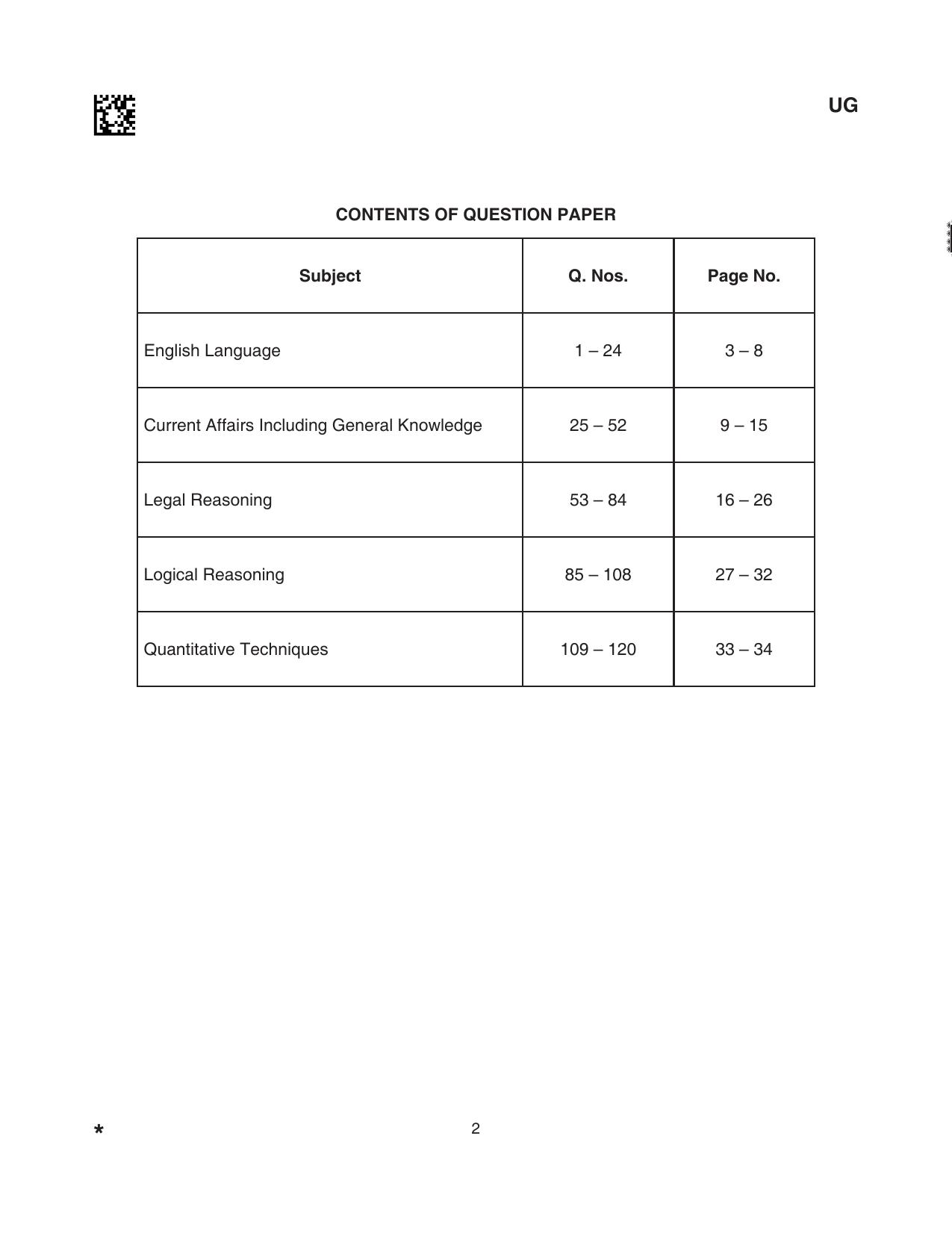 CLAT 2024 UG SET A Question Paper - Page 2