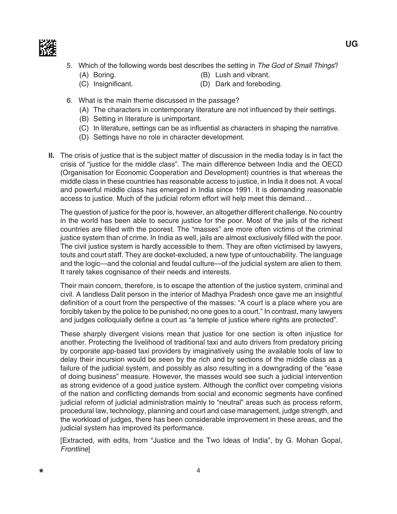 CLAT 2024 UG SET A Question Paper - Page 4