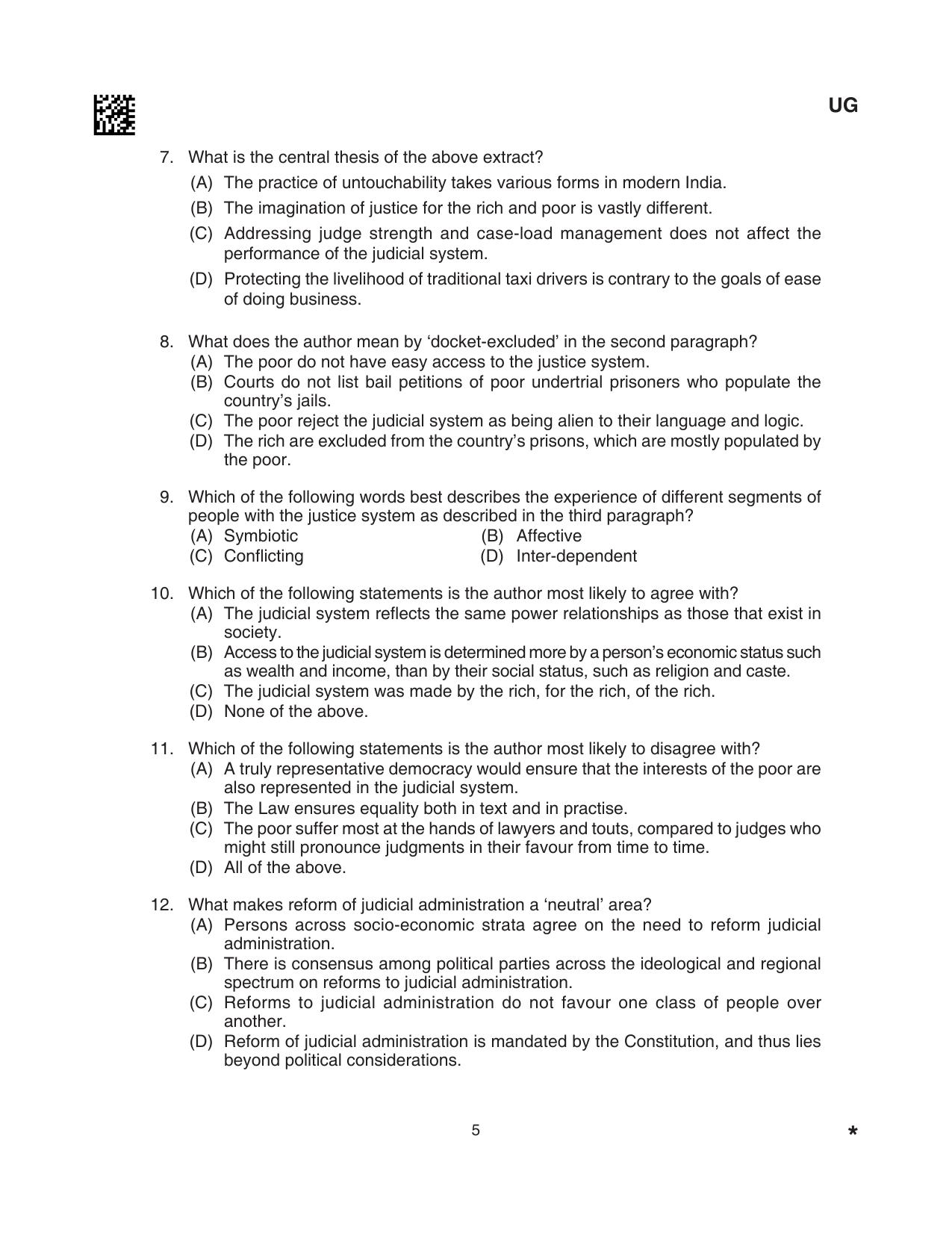 CLAT 2024 UG SET A Question Paper - Page 5