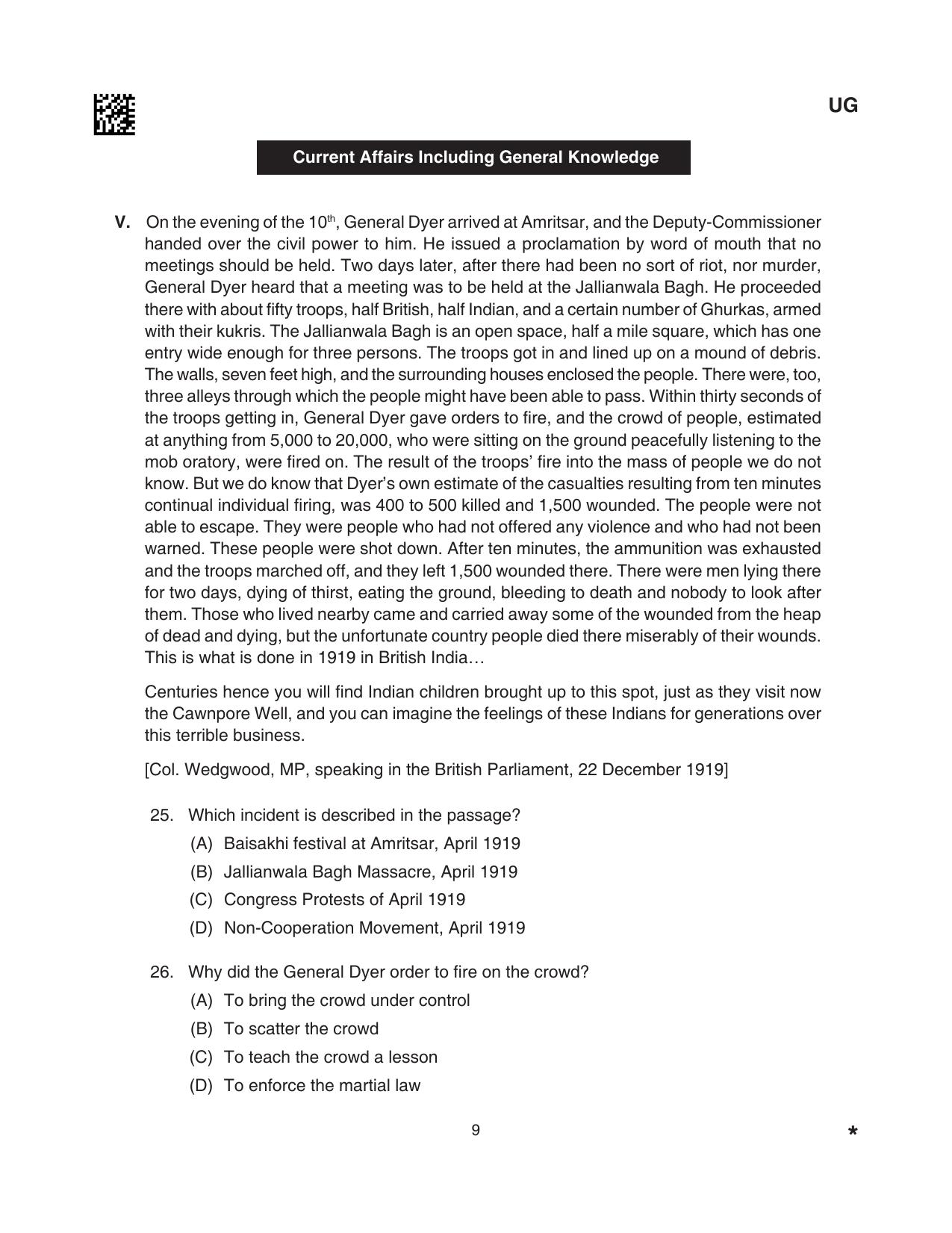 CLAT 2024 UG SET A Question Paper - Page 9