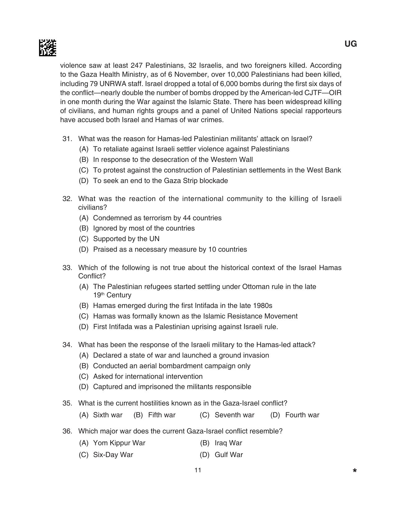 CLAT 2024 UG SET A Question Paper - Page 11