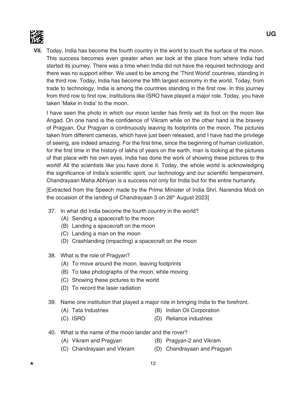 CLAT 2024 UG SET A Question Paper - Page 12