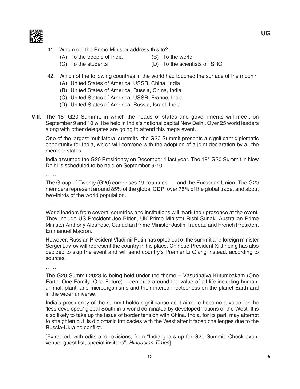 CLAT 2024 UG SET A Question Paper - Page 13