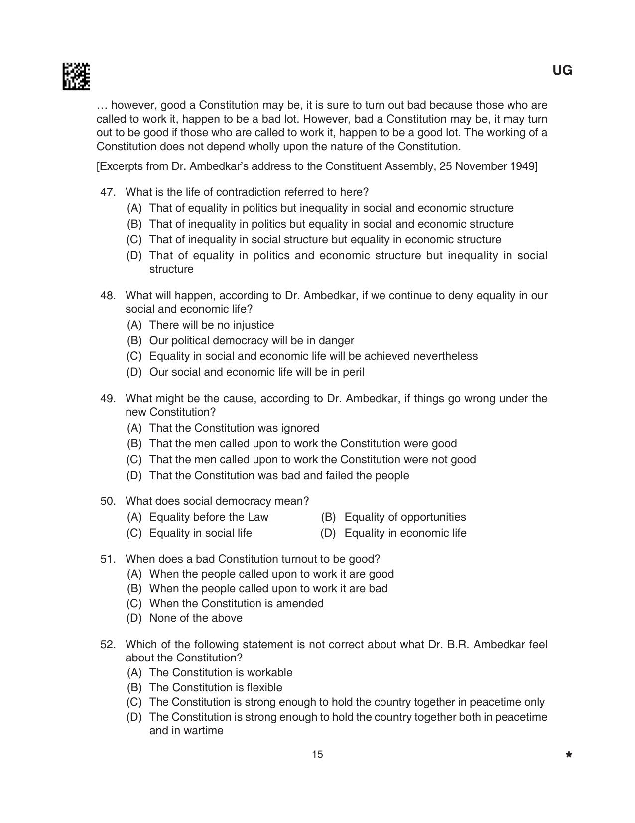 CLAT 2024 UG SET A Question Paper - Page 15
