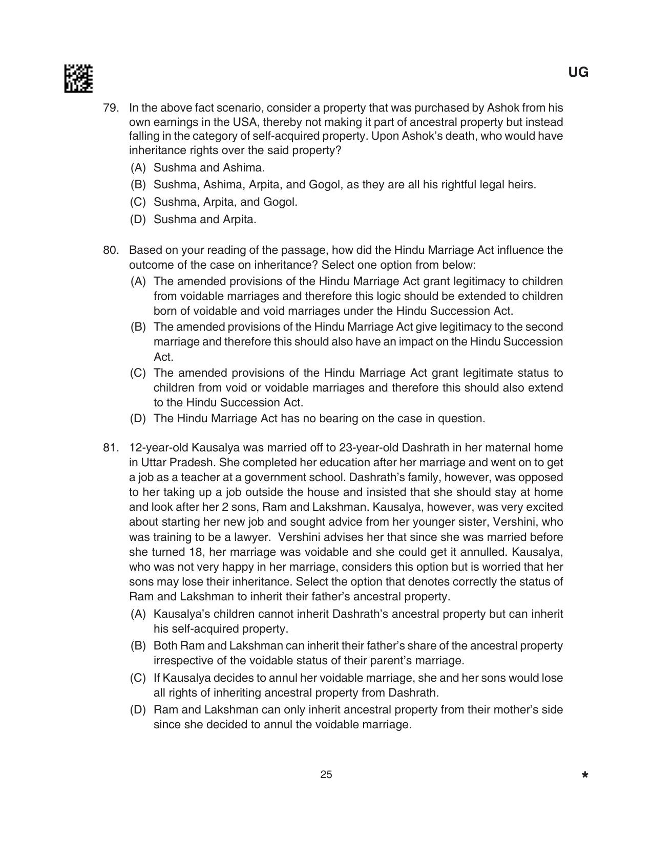 CLAT 2024 UG SET A Question Paper - Page 25