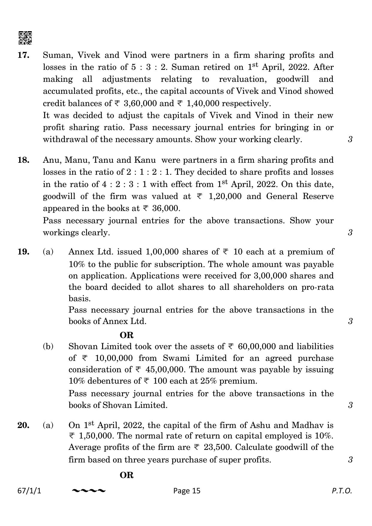 CBSE Class 12 67-1-1 Accountancy 2023 Question Paper - Page 15