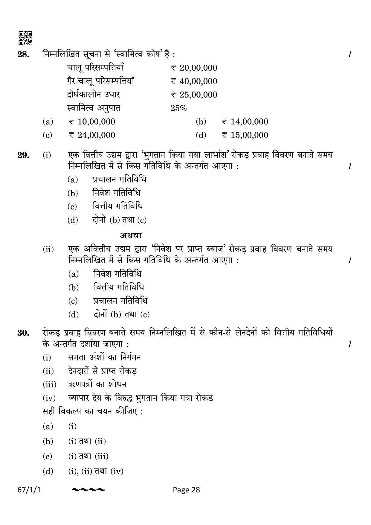 CBSE Class 12 67-1-1 Accountancy 2023 Question Paper - Page 28