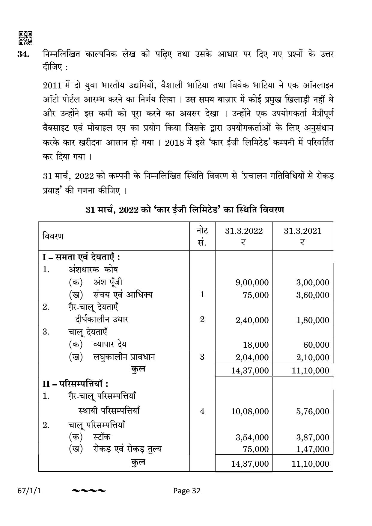 CBSE Class 12 67-1-1 Accountancy 2023 Question Paper - Page 32