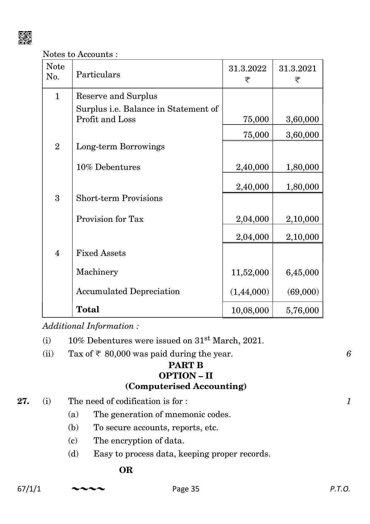 CBSE Class 12 67-1-1 Accountancy 2023 Question Paper - Page 35
