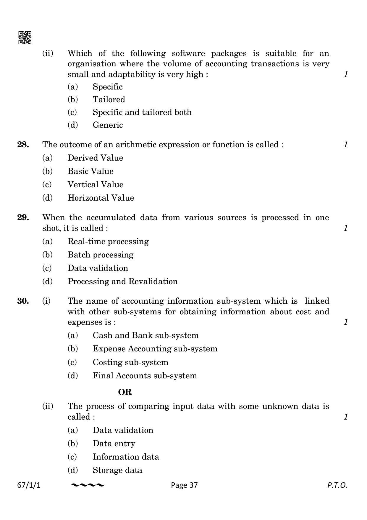 CBSE Class 12 67-1-1 Accountancy 2023 Question Paper - Page 37