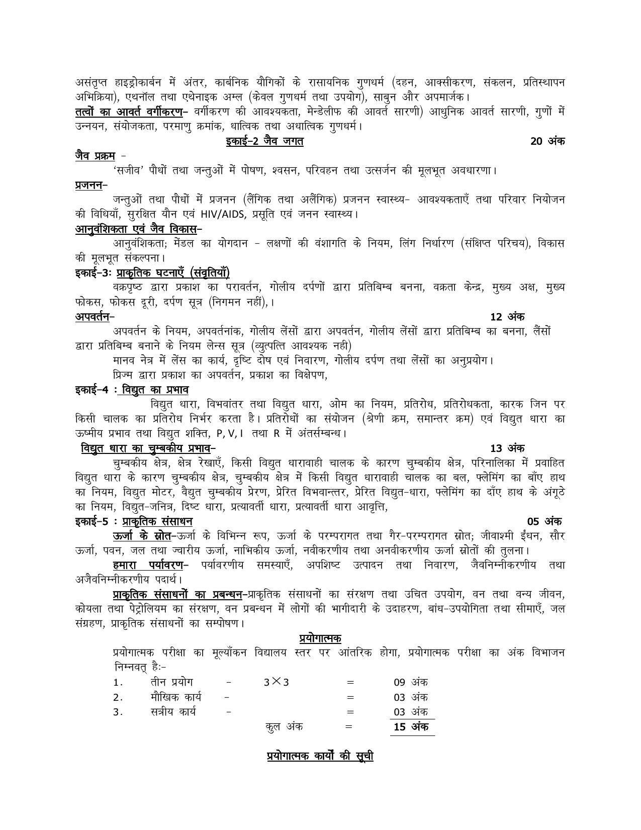UP Board 10th Syllabus Science - Page 2