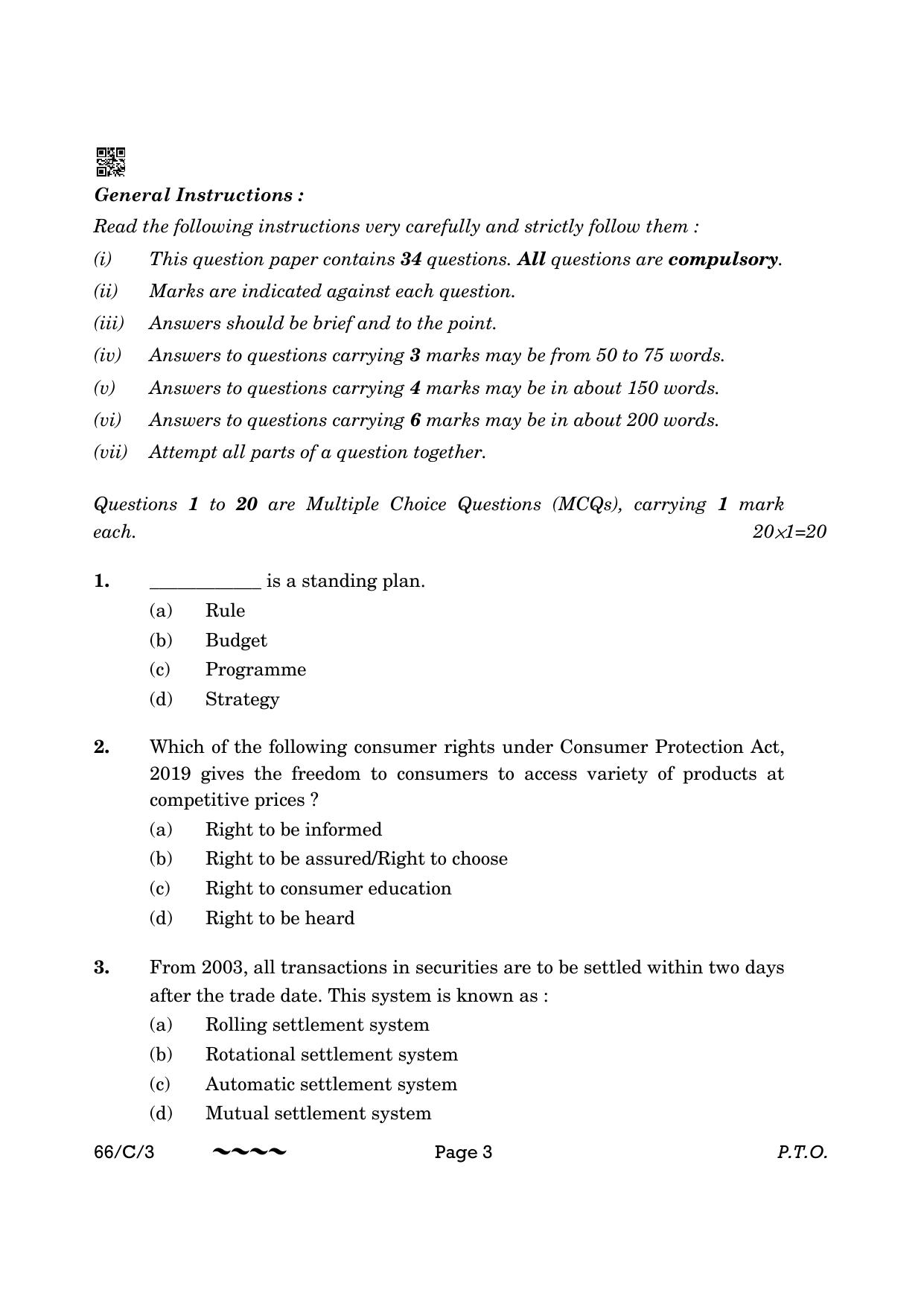 CBSE Class 12 66-1-3 Business Studies 2023 (Compartment) Question Paper - Page 3