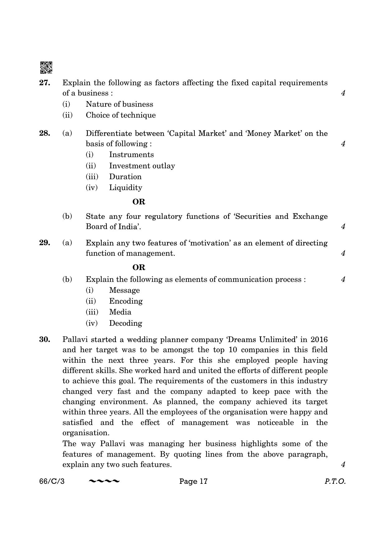 CBSE Class 12 66-1-3 Business Studies 2023 (Compartment) Question Paper - Page 17