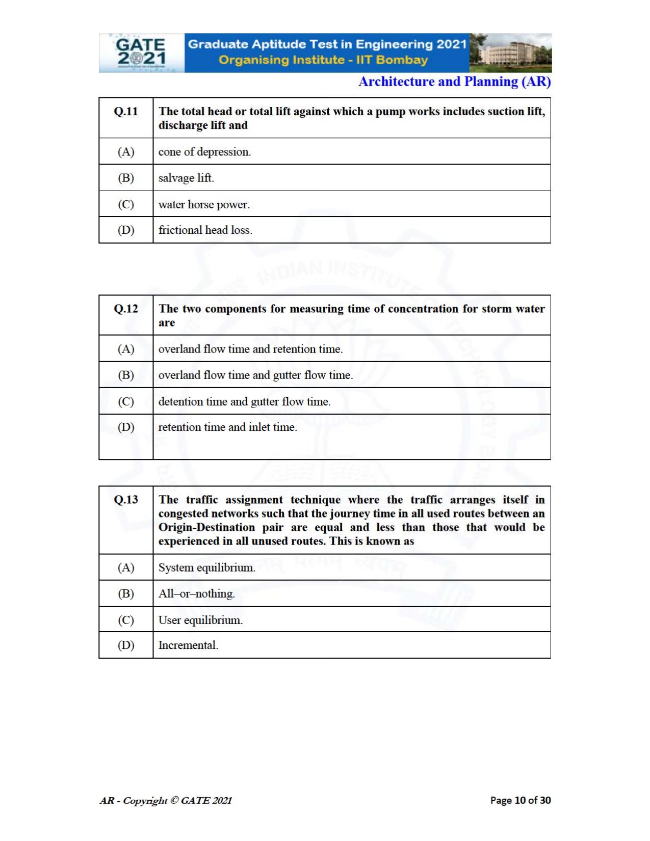 GATE 2021 Architecture and Planning (AR) Question Paper - Page 10