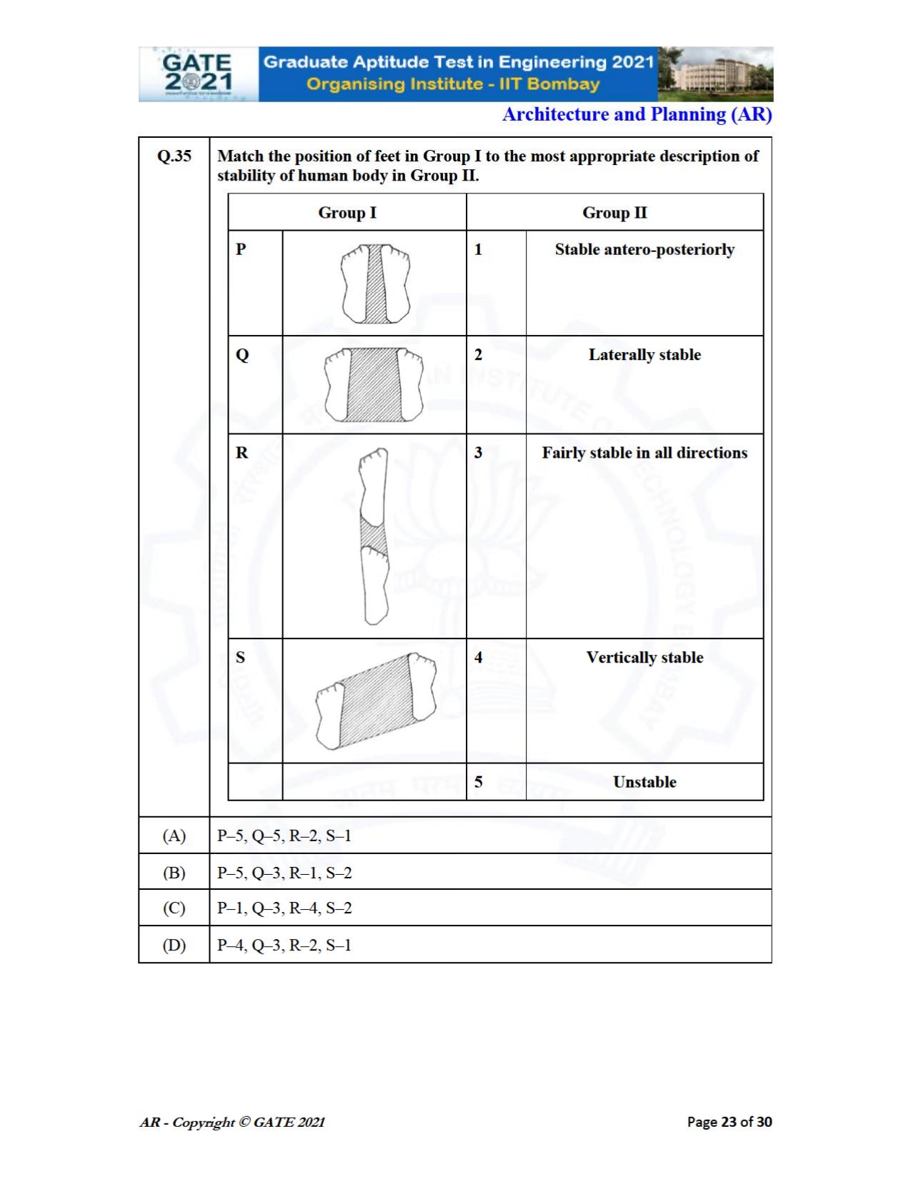 GATE 2021 Architecture and Planning (AR) Question Paper - Page 23