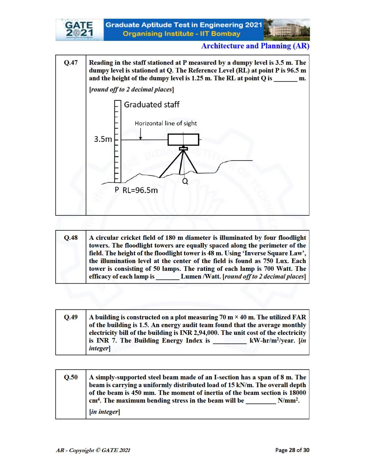 GATE 2021 Architecture and Planning (AR) Question Paper - Page 28