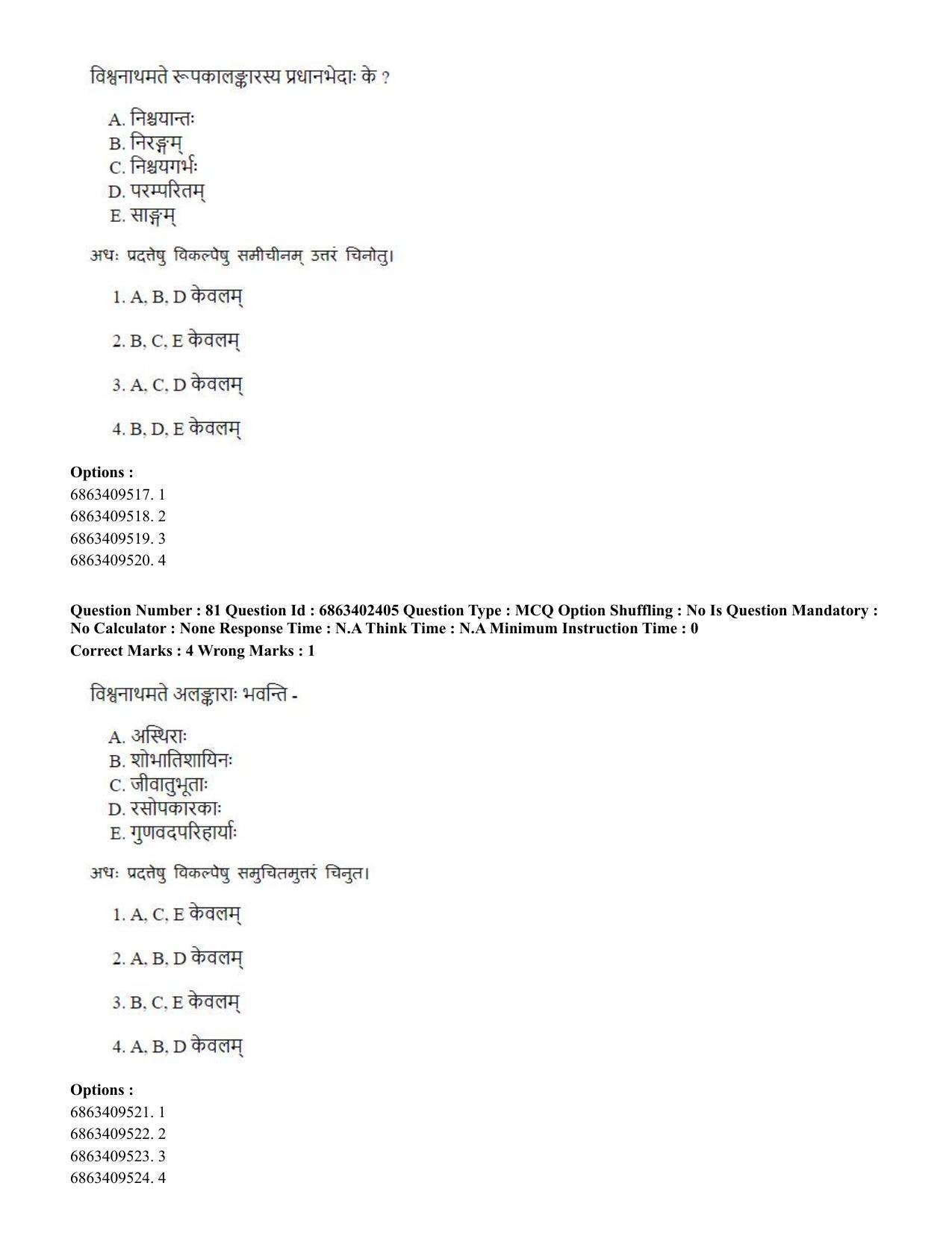 CUET PG 2023: ACQP19 – Sahitya (Alankara and Kavya varga) (Hindi) - Shift 2 (5-06-2023) Question Paper - Page 115